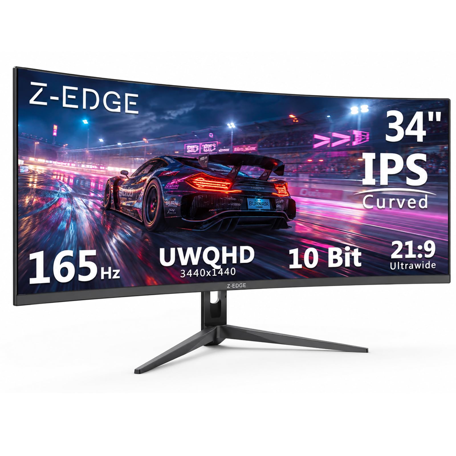 Z‑Edge Monitor Gaming 34 pollici Curvo UWQHD 1440p IPS 165 Hz 1 ms FreeSync Nero