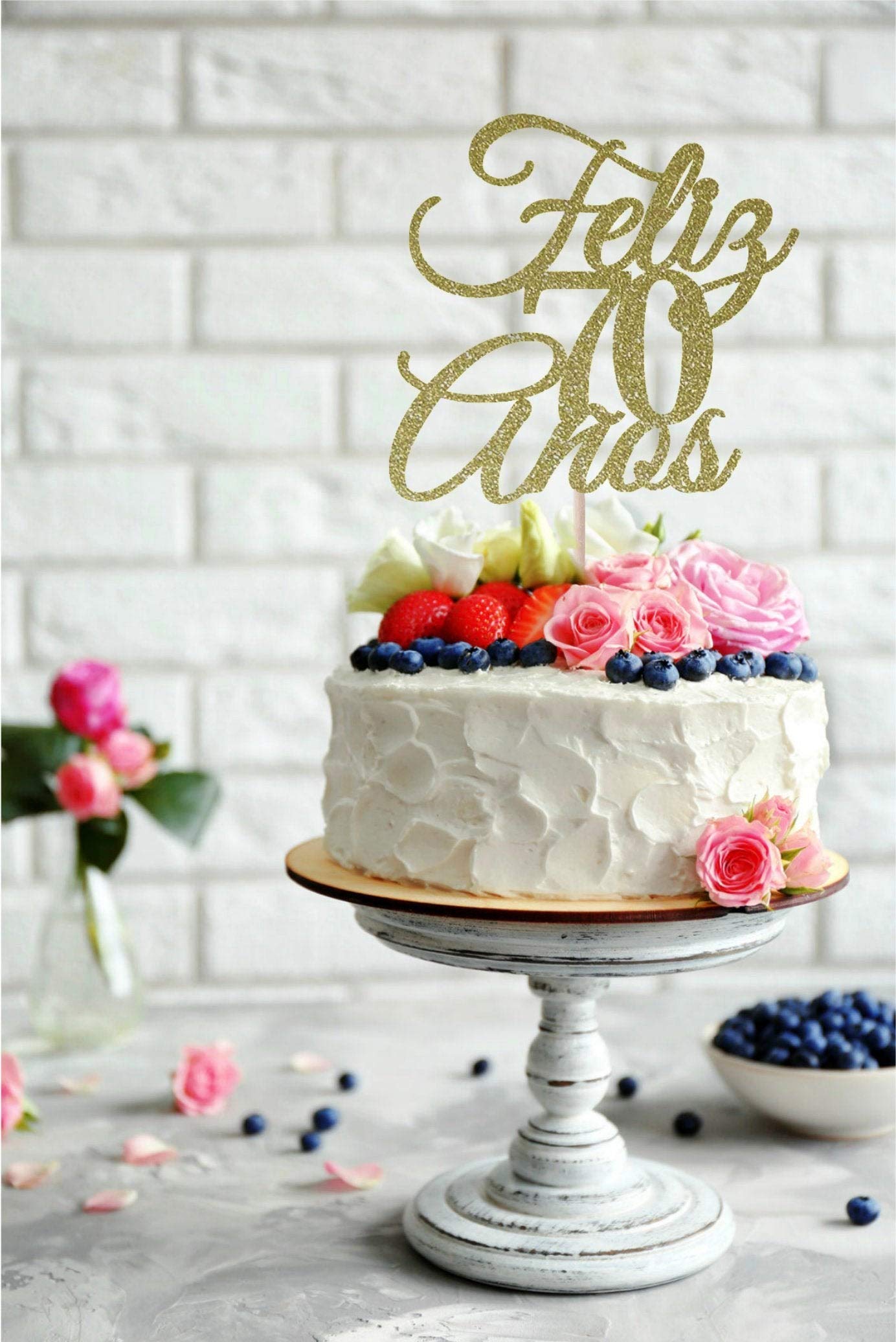 Buy Feliz 70 Anos Cake Topper Birthday Cake Topper Feliz Cumpleanos ...