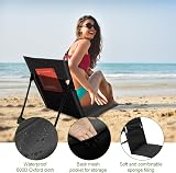 Chaise de camping en tissu Oxford pliable avec support dorsal léger avec sac de rangement Coussin de siège portable pour la pêche, le pique-nique, la plage, la randonnée (noir) - 3