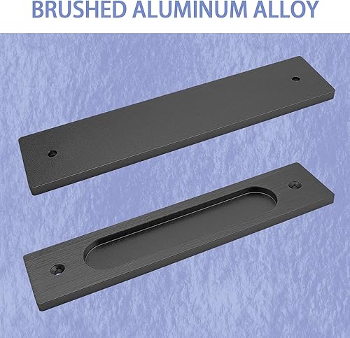 Miniatura 4 de 2 tiradores empotrados de 7 pulgadas, manija de puerta de granero empotrada, manijas de gabinete rectangulares, tirador de dedo deslizante para