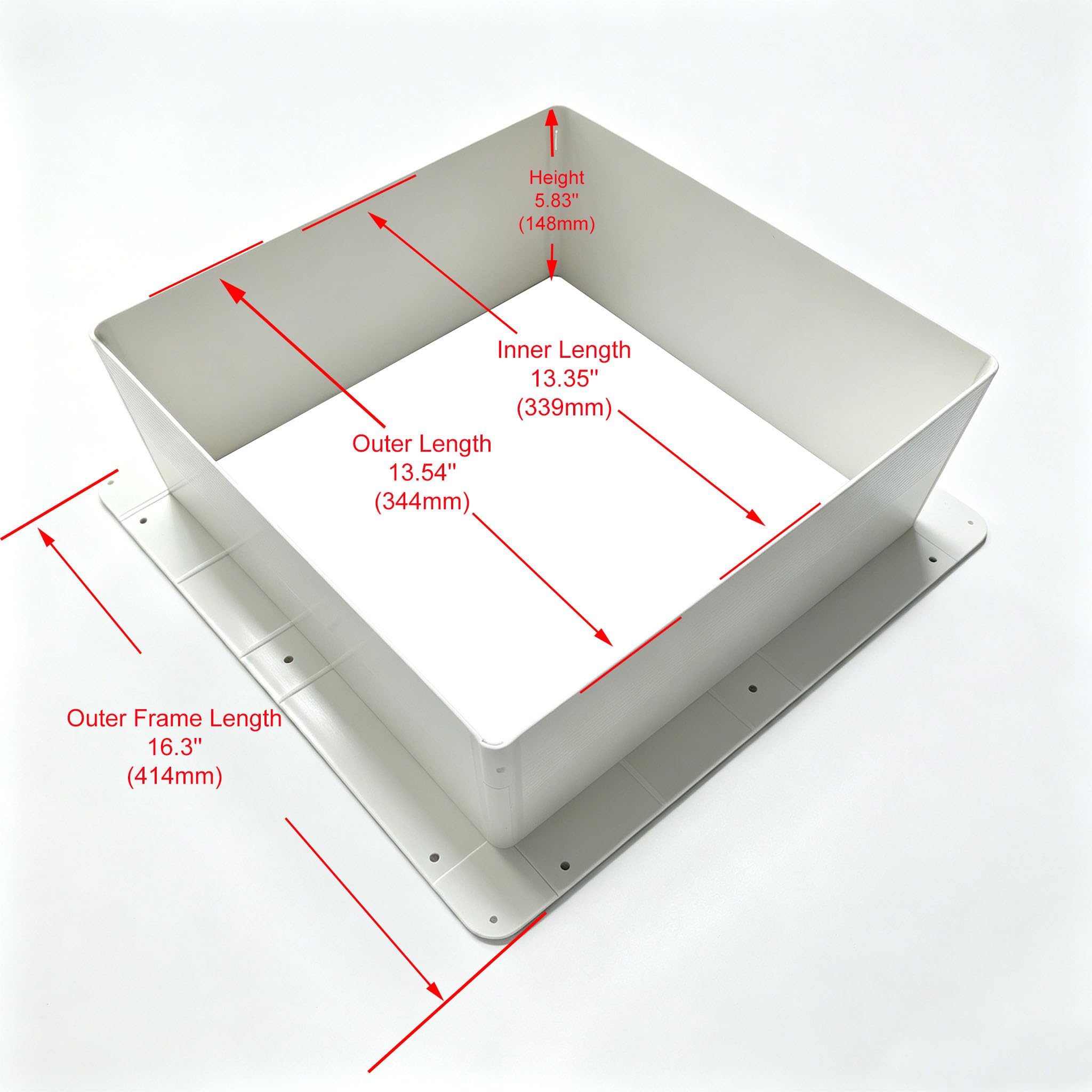 Photo 1 of 2012 RV Vent Fan Ceiling Garnish Trim Ring 13.35" with 5.83" Deep Vertical Leg, 4-Piece Snap-Together Assembly Rounded Edge Interior Trim for Camper Trailer Motorhome Roof Vent (White)