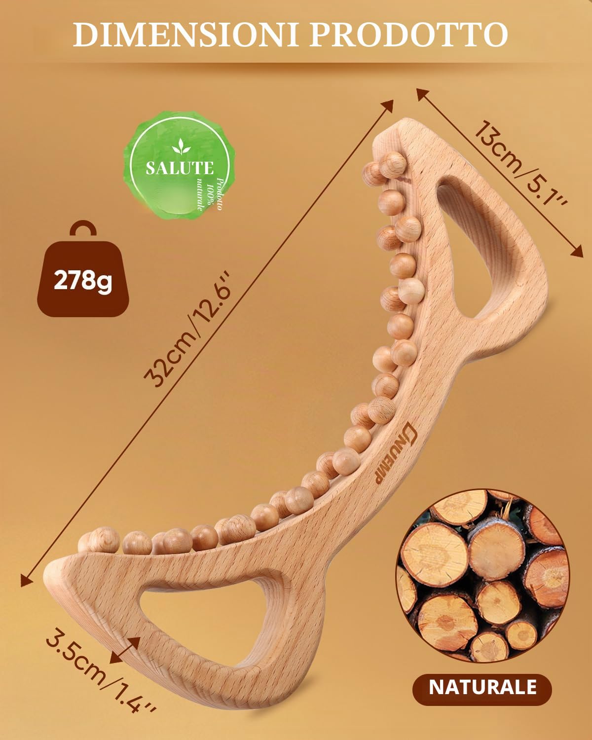 ONUEMP Strumenti per massaggi per terapia del legno, spazzola sottile per il corpo massaggiatore cellulite, kit per maderoterapia Colombiana per drenaggio linfatico, scolpire il corpo, rilascio