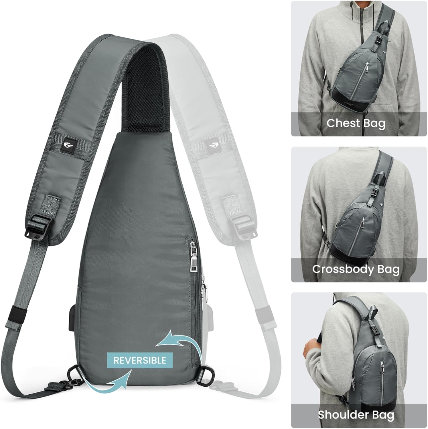 G4Free Sling Bag RFID Blocking Crossbody Sling Backpack Small Shoulder Chest Bag Daypack with Earphone Hole Men Women Hiking - Image 5