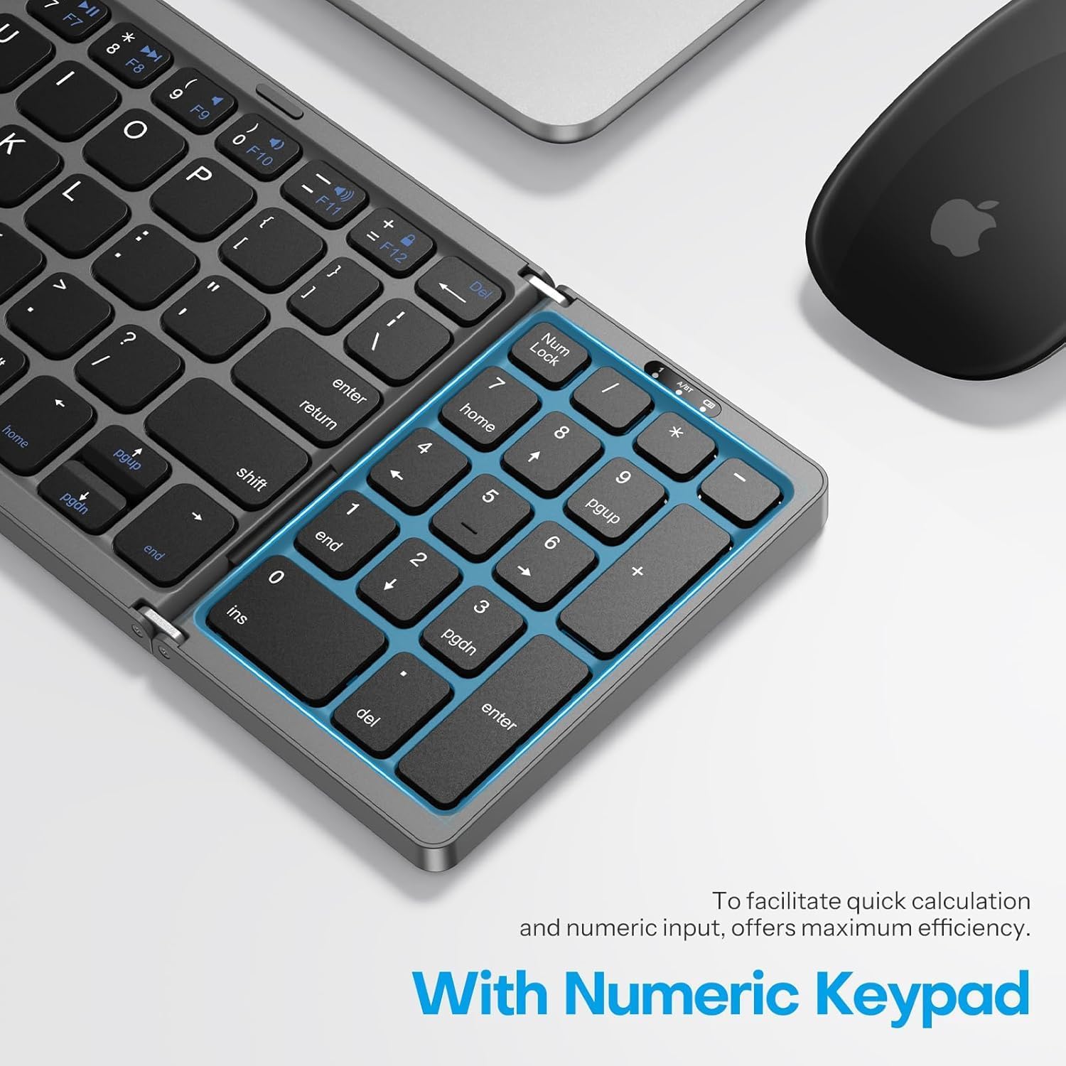 Luqeeg Foldable Bluetooth Keyboard, Keys Pocket Keyboard, Rechargeable Full Size Slim Keyboard Extra Bluetooth 5.1 Keyboard for Windows Tablet PC Smartphone