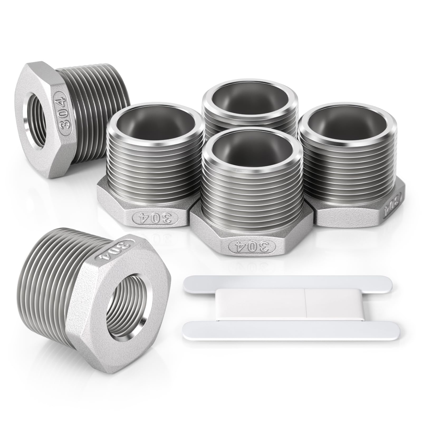 Bwintech 2 Piezas 1/4" Macho a 1/2" Hembra BSP Rosca Acero Inoxidable 304 Conector Reductor Hexagonal para Conversión de Conexión de Tuberías — view 6