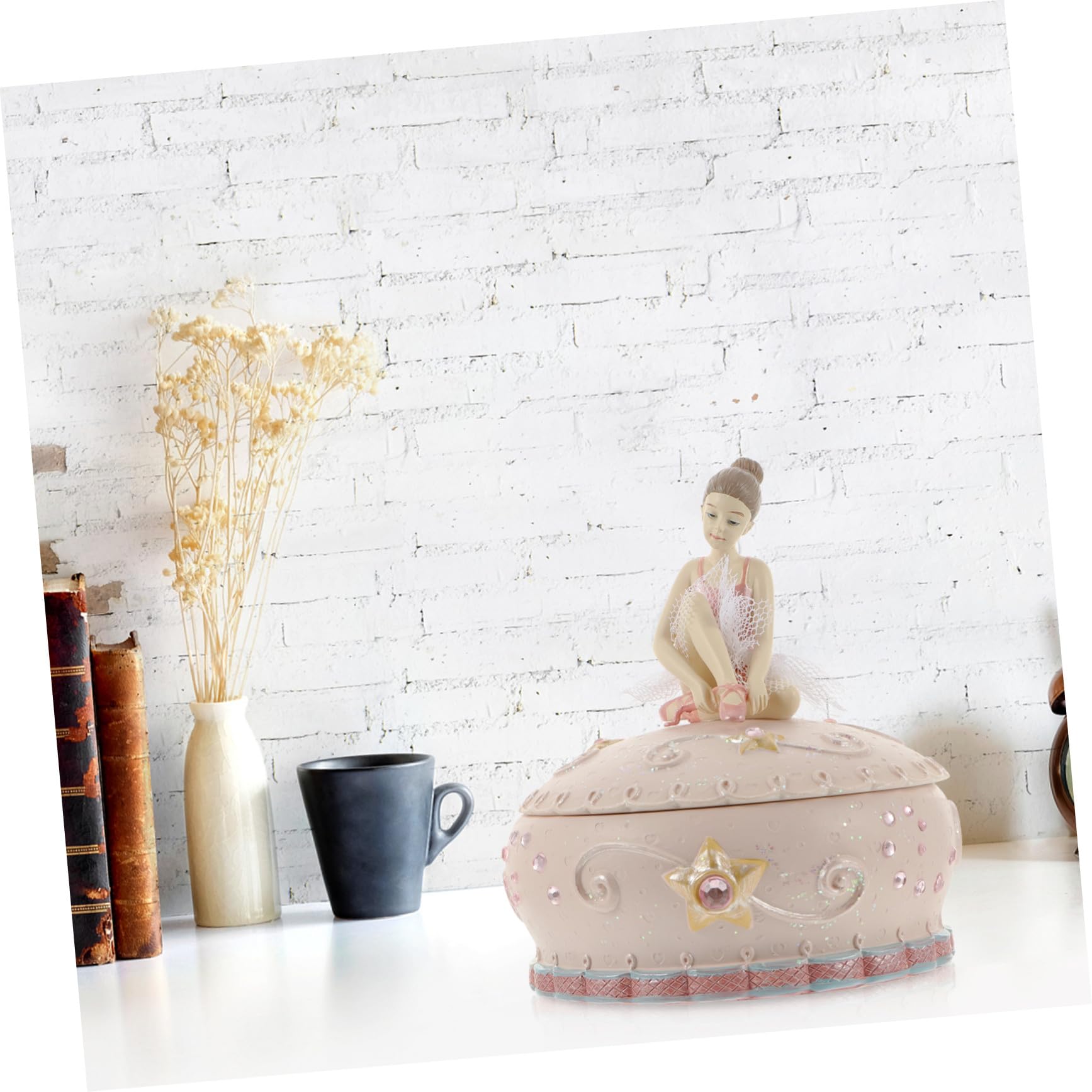 Cabilock Caja Musical de Bailarina Adorno para Hogar Almacenamiento para Joyas para Niñas Estilo Danza Rosa