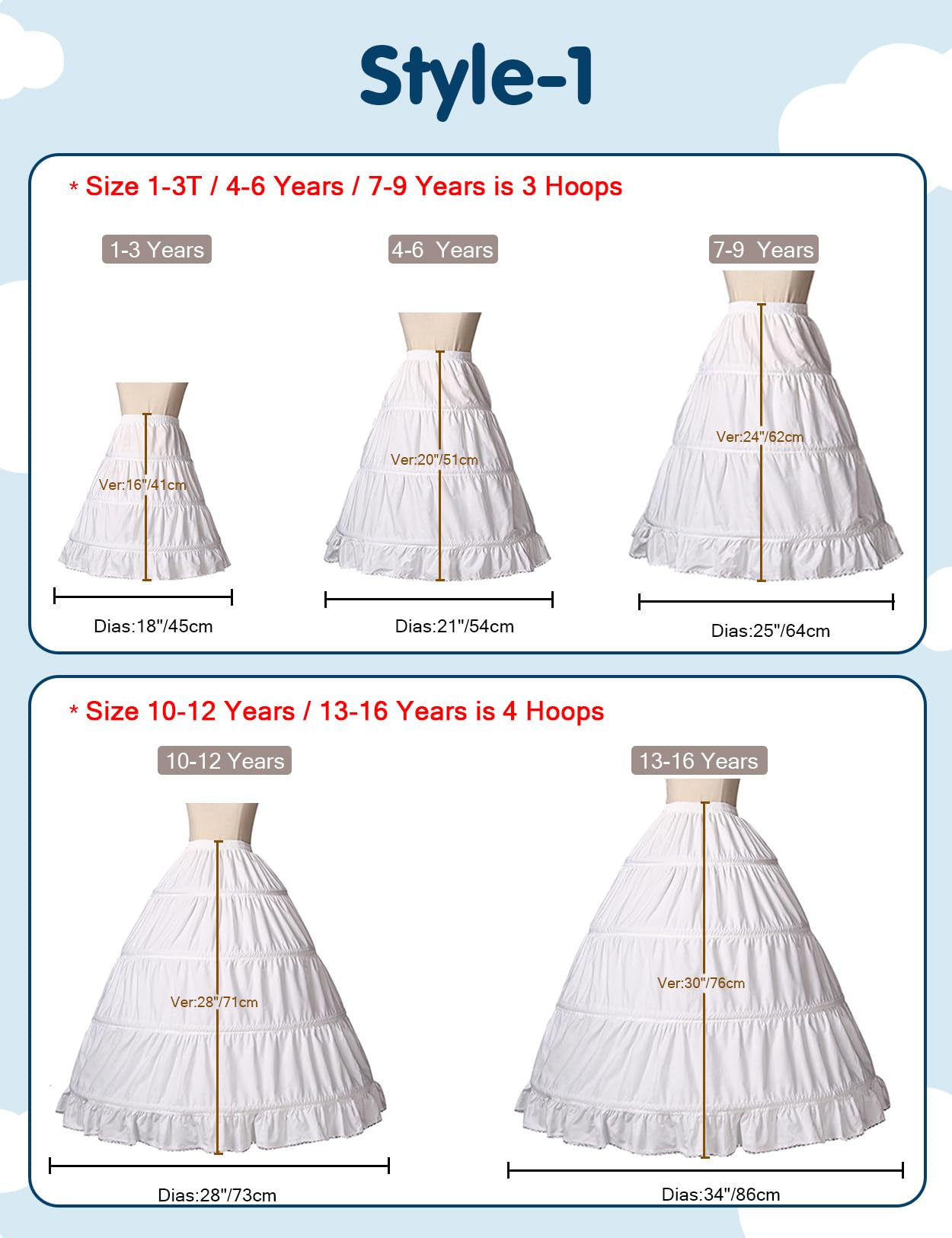 BEAUTELICATE Cancán Niñas Enagua para Vestidos Largo 100% Algodón A Línea para Niña Comunión Festival Ceremonia y Princesa Vestidos