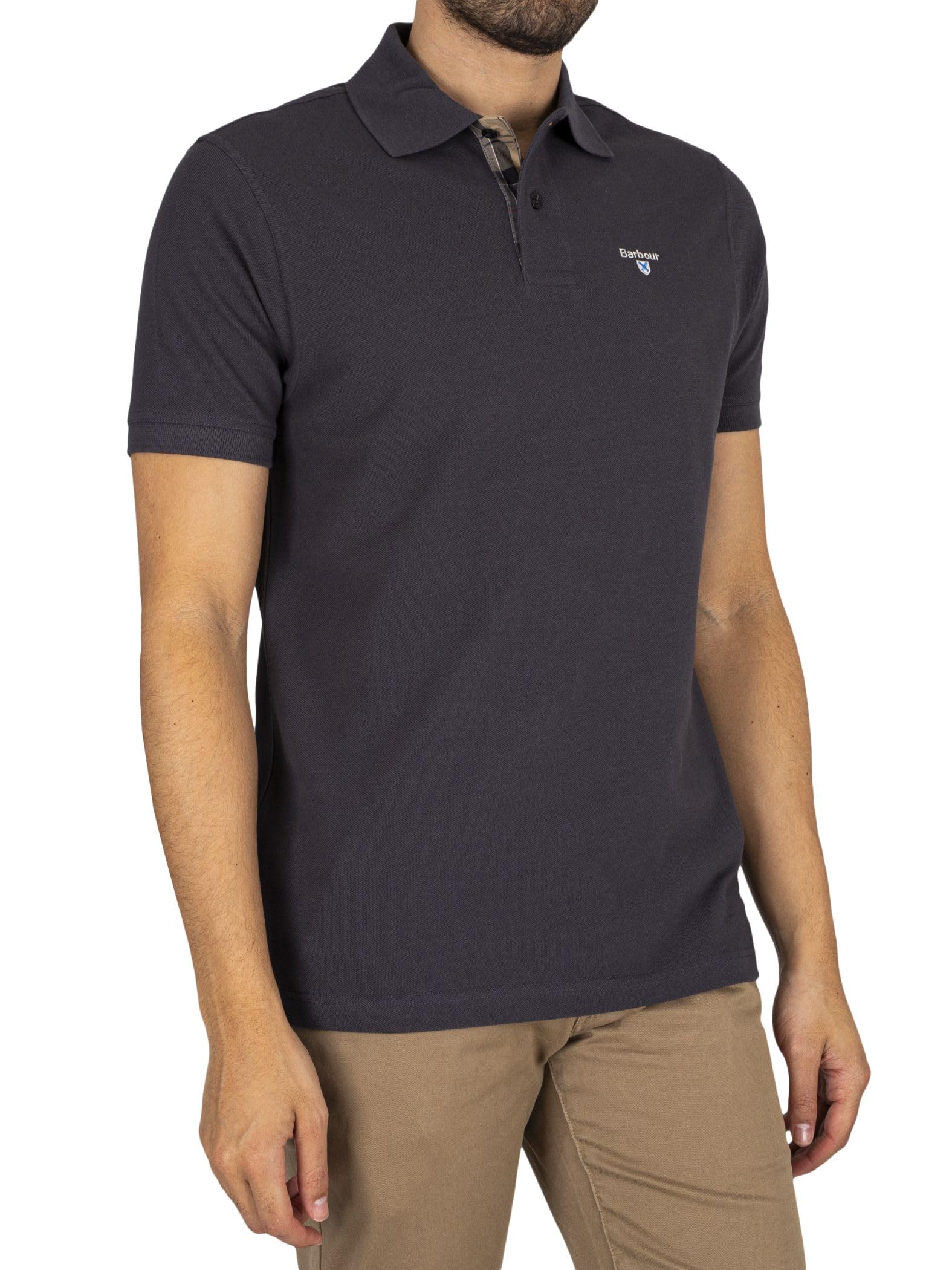 Barbour Hombre Polo De Piqué De Tartán, Navy/Dress Blue, XXL