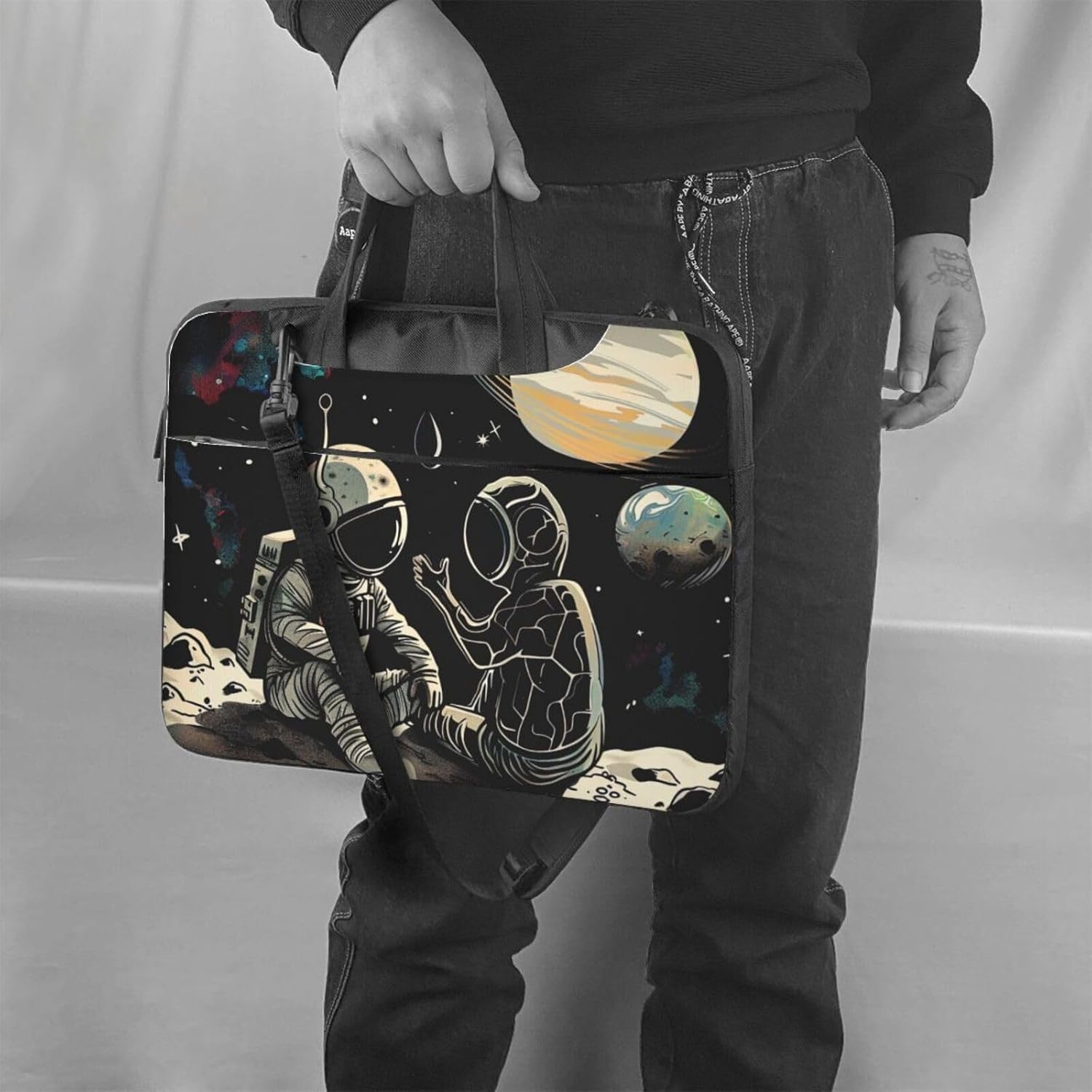 Astronaut Alien Printed Laptop Tote Bag Travel Business Computer Bag Work Bag for Men Women