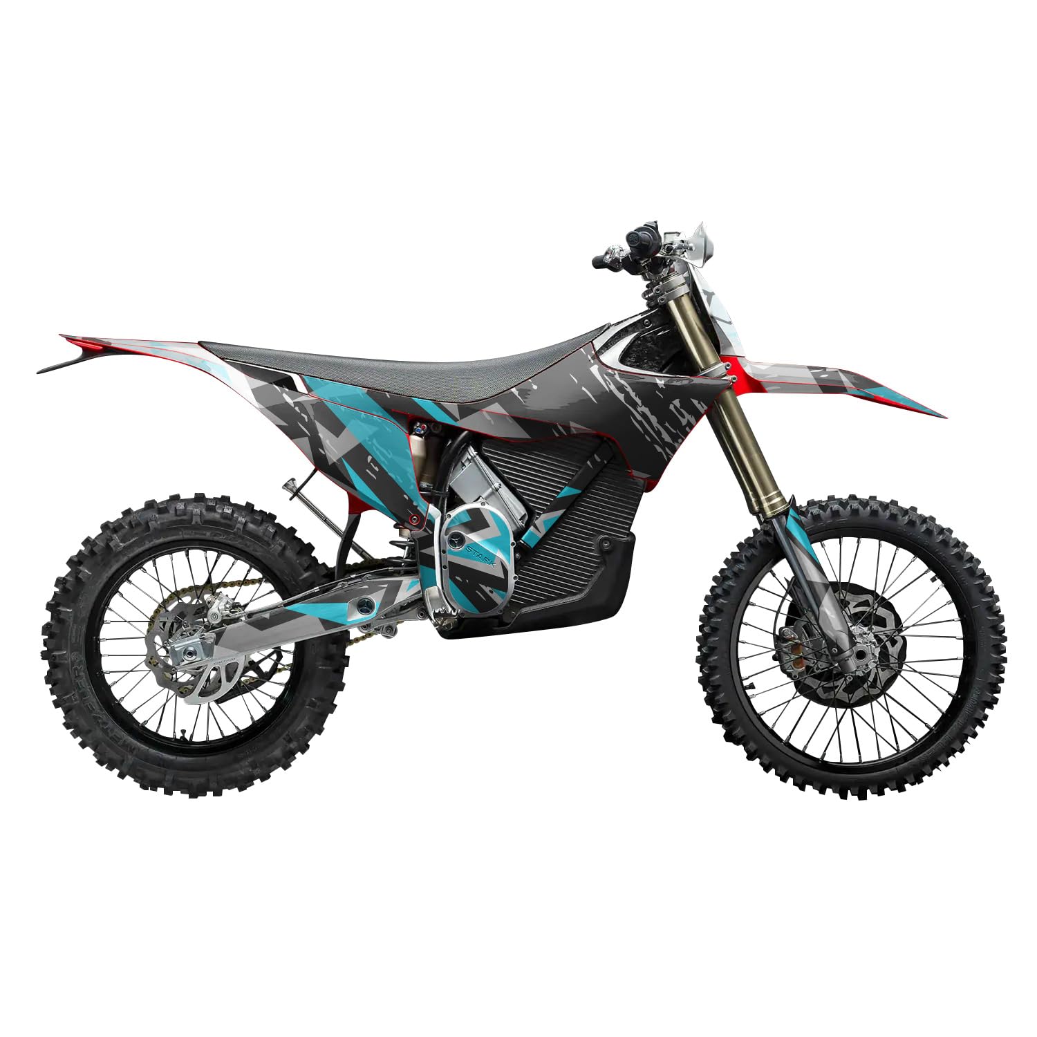 Stark Varg MX 2023-2025 Graphics Kit Wrap - Grunge Cyan - Varg MX Skin - Premium 3M Vinyl Protective Wrap Decal Cover - Easy to Apply | Crafted in The USA by MightySkins