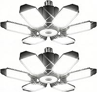 Vista 11 de BRAINIAC Bombillas LED de garaje de 100 W con 6 paneles ajustables, E26/E27 tornillo de enchufe, luz LED de techo de garaje deformable para almacén