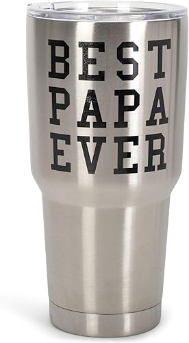 Elanze Designs Best Papa Ever - Taza de viaje de acero inoxidable de 30 onzas con tapa