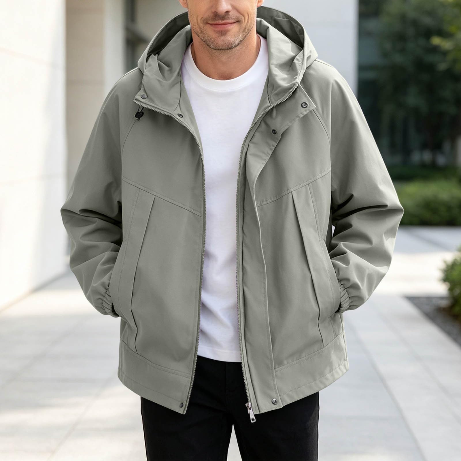 Softshelljacke Für Herren Mit Kapuze Outdoorjacke Sportlich Einfarbig