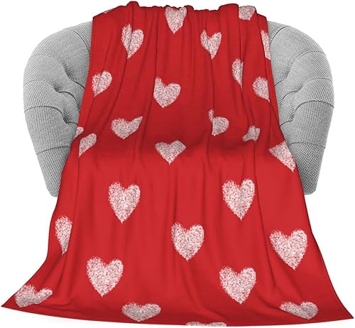 Miniatura 2 de Manta de franela roja con corazón de feliz día de San Valentín, 50 x 60 pulgadas, para sala de estar, dormitorio, sofá, manta cálida y suave para
