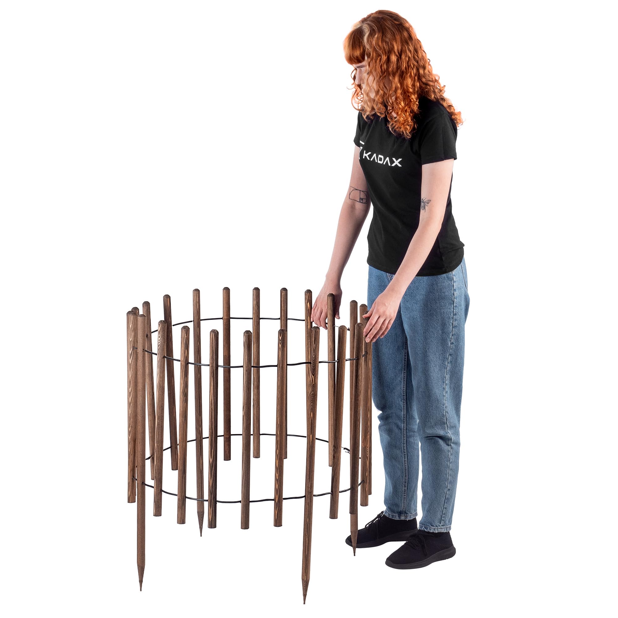 KADAX Bordo per aiuole, recinzione in legno resistente alle intemperie, bordo per aiuole con collegamento in filo di acciaio, bordo per prato, bordo per giardino, aiuole o parco (80 x 230 cm)