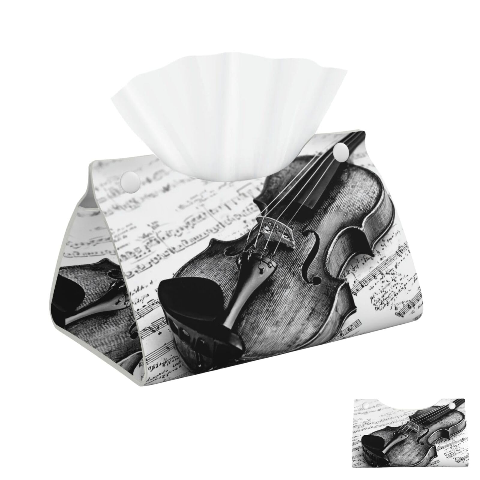 Violin Sheet Music Tissue Box Cover Square Cube Boxes