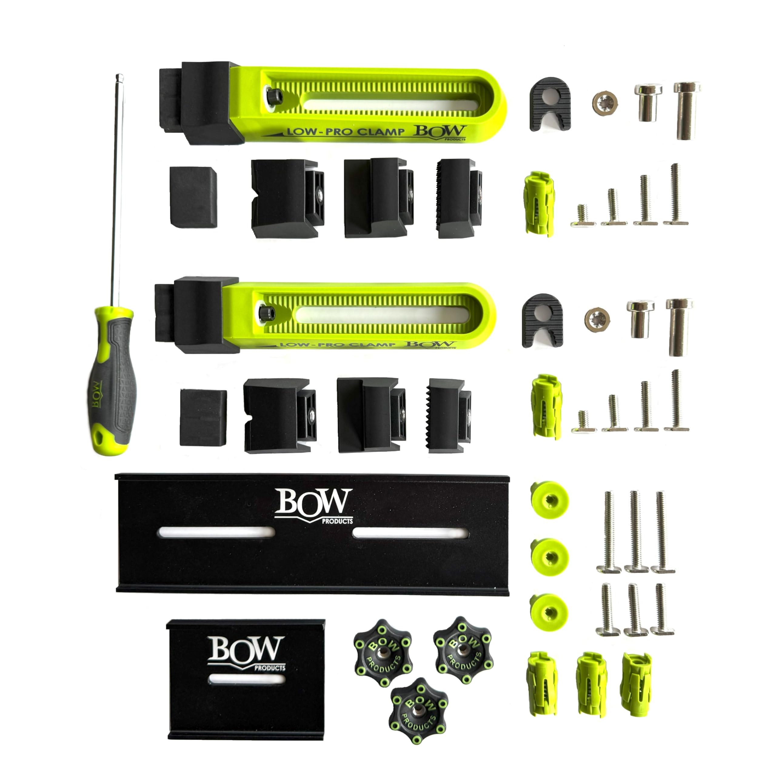 BOW Products Low Profile Clamping Kit - For Use on CNC Machines, MFT Tables, Dog Tables, T-Track Tables and Work Benches - Includes Hold Down Clamps, Fences, Interchangeable Tips and Hardware