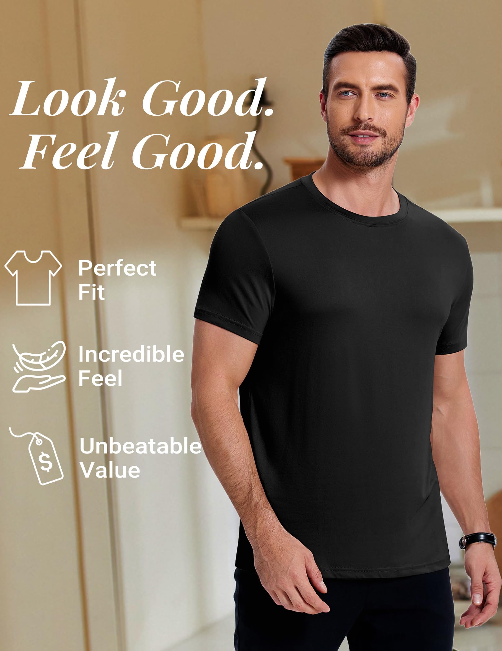 COOFANDY Lot de 1 à 3 t-shirts d'été décontractés à manches courtes et col rond pour homme
