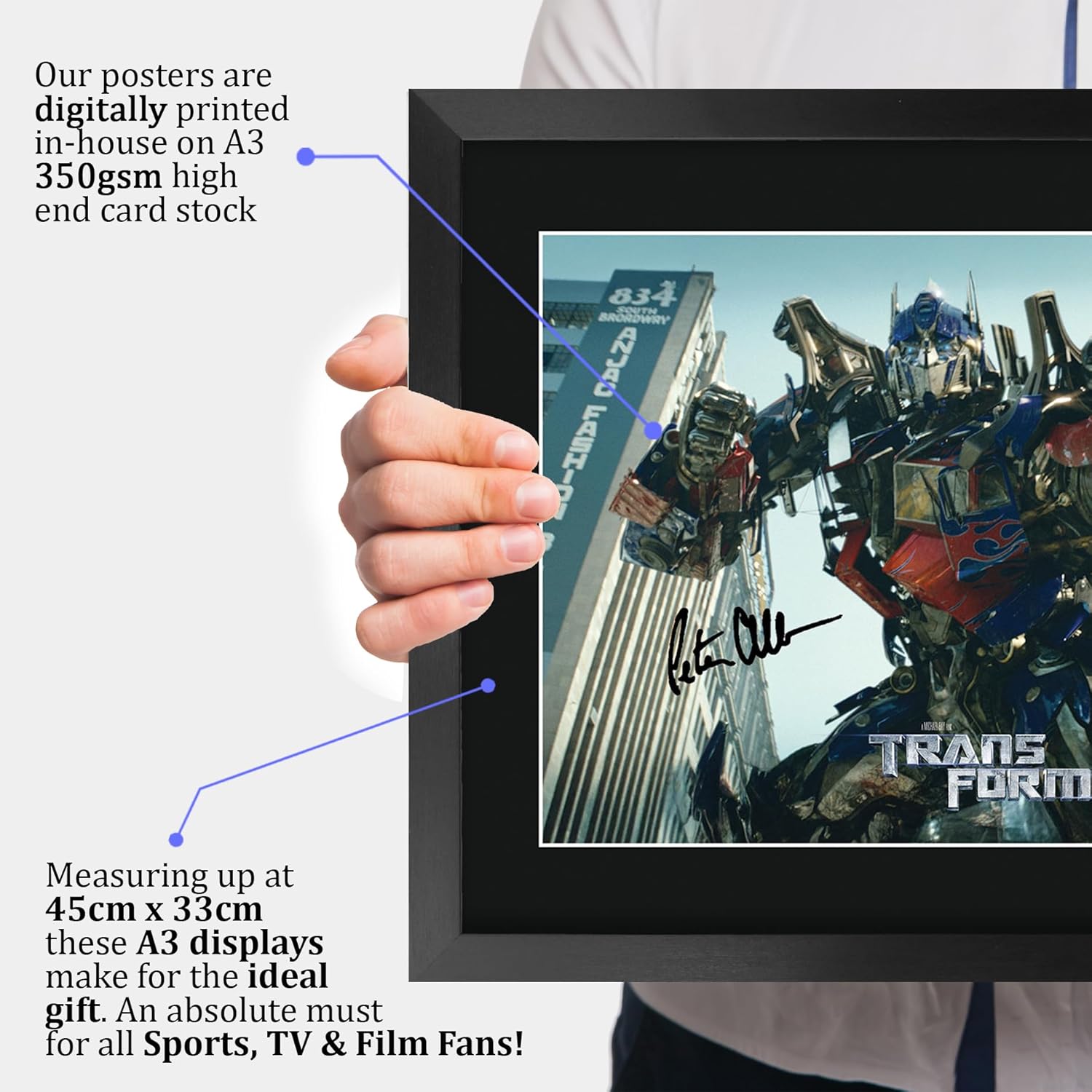 HWC Trading Transformers 1 Scene 1 Gifts Printed Signed Autograph Picture for Movie Memorabilia Fans - 16" x 12" Framed