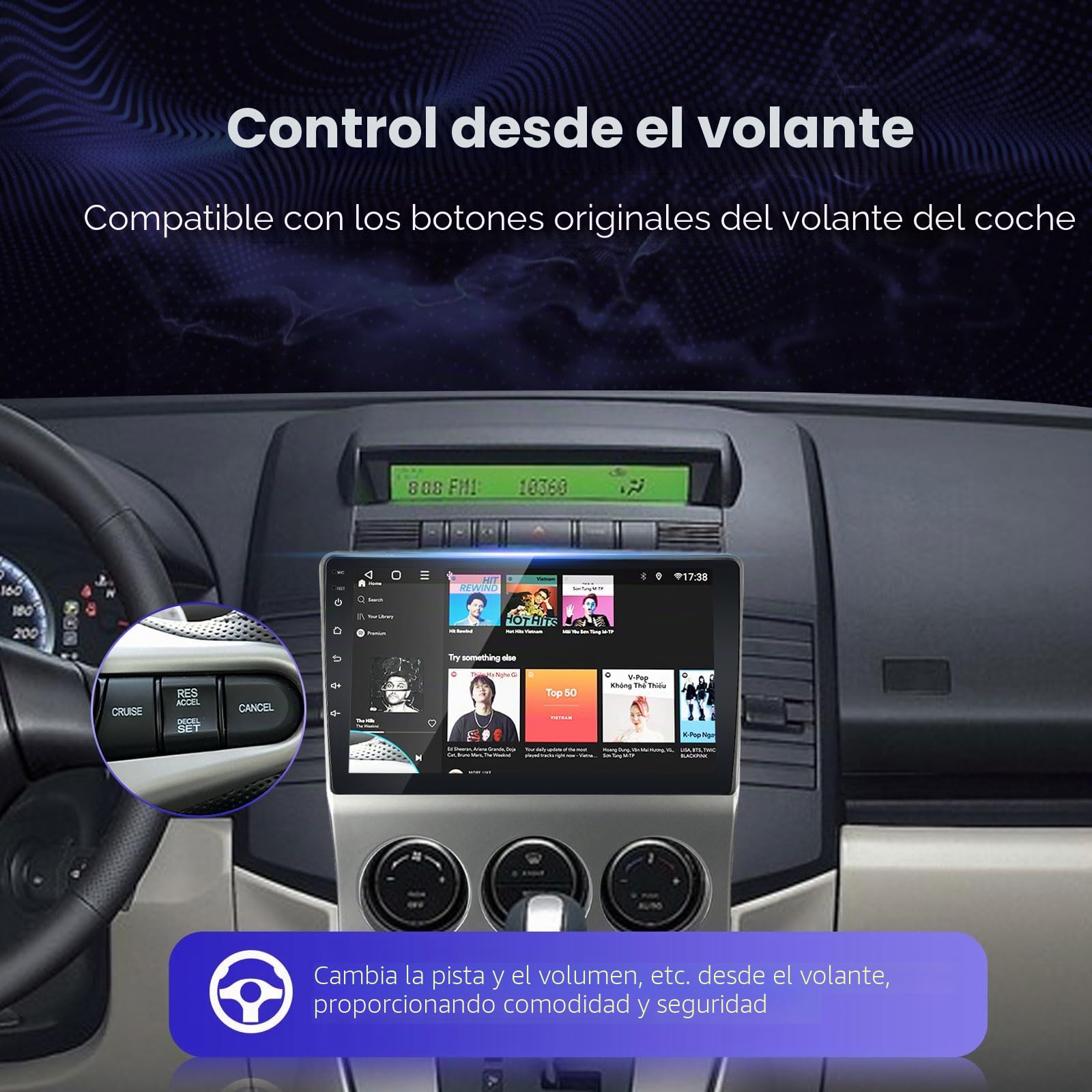 EZoneTronics Android 13 Radio de Coche estéreo para Mazda 5 2005-2010 con Wireless Carplay Android Auto Pantalla táctil de 9 Pulgadas navegación GPS Bluetooth USB WiFi Mirrorlink FM/RDS 2G+ 32G