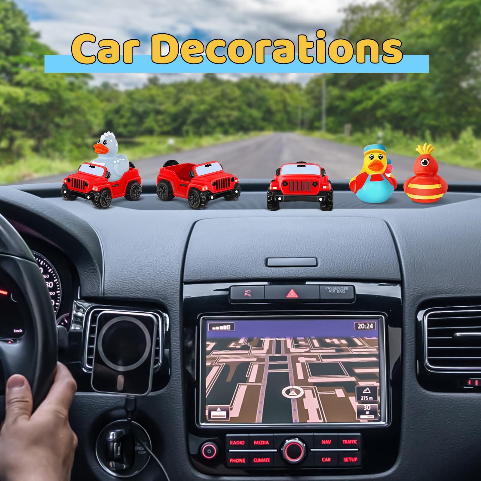 3.5 Inch Red Car Toy Match Most 2 in Rubber Ducks, Ducks for Jeeps, Vehicle Toys for Car Dashboard Decorations Accessory Rubber Duck Collection, Summer Party Favor for Kids, Birthday Gifts