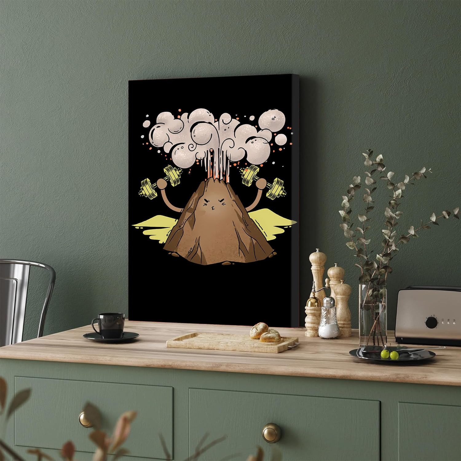 GADGETS WRAP Canvas Gallery Wrap Framed for Home Office Studio Living Room Decoration (11x17inch) - Bodybuilder Volcano