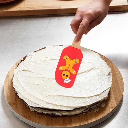 Miniatura 4 de NUOBESTY Espátulas de silicona navideñas para hornear, espátula de decoración de tartas, linda espátula de Navidad resistente al calor, espátula de