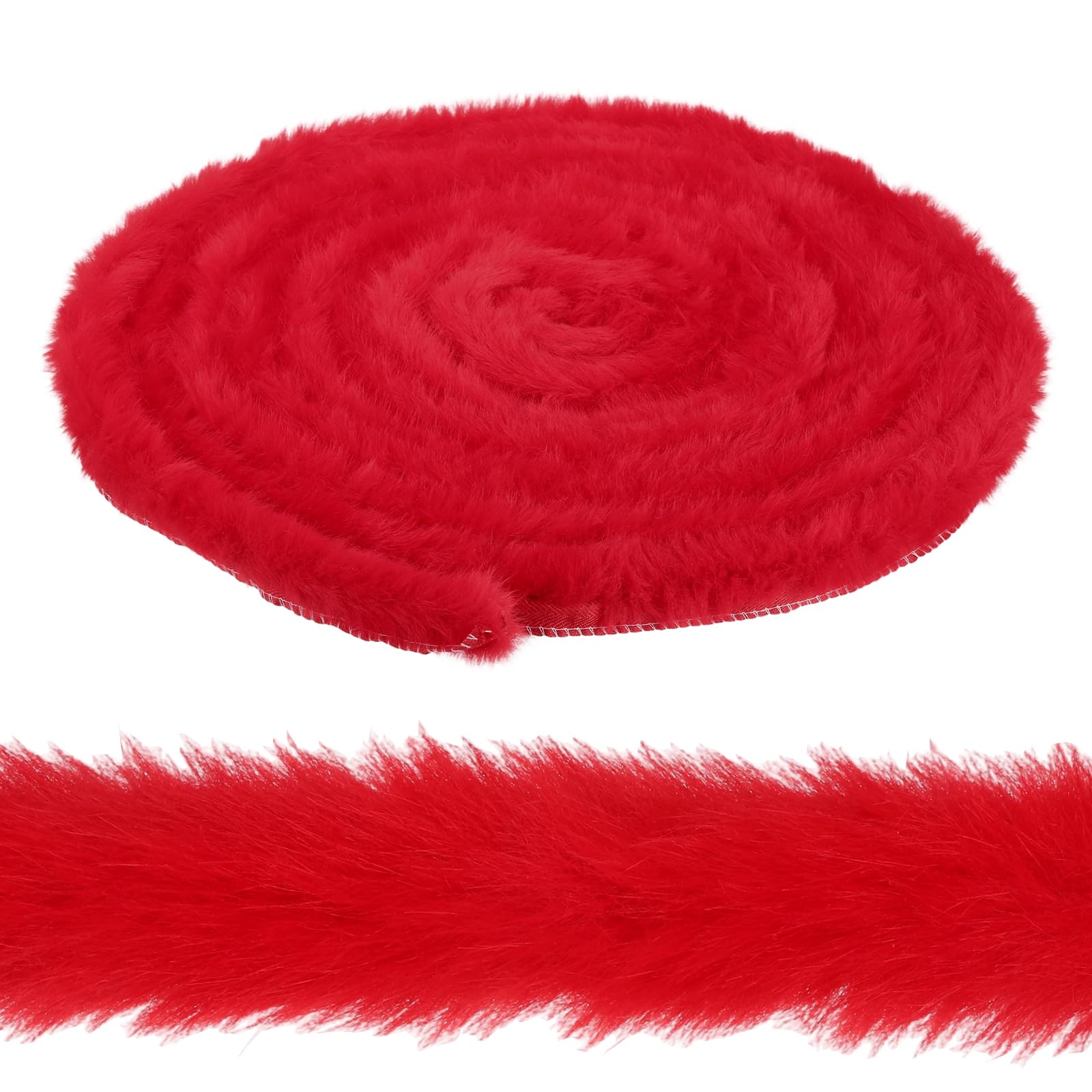 sourcing map 1.2 Inch x 6 Yards Faux Fur Ribbon Trim, Artificial Furry Ribbon Stripe, Craft Fur Trim for Sewing, Christmas Tree, Home Wedding Decoration, Party Supplies, Scarlet