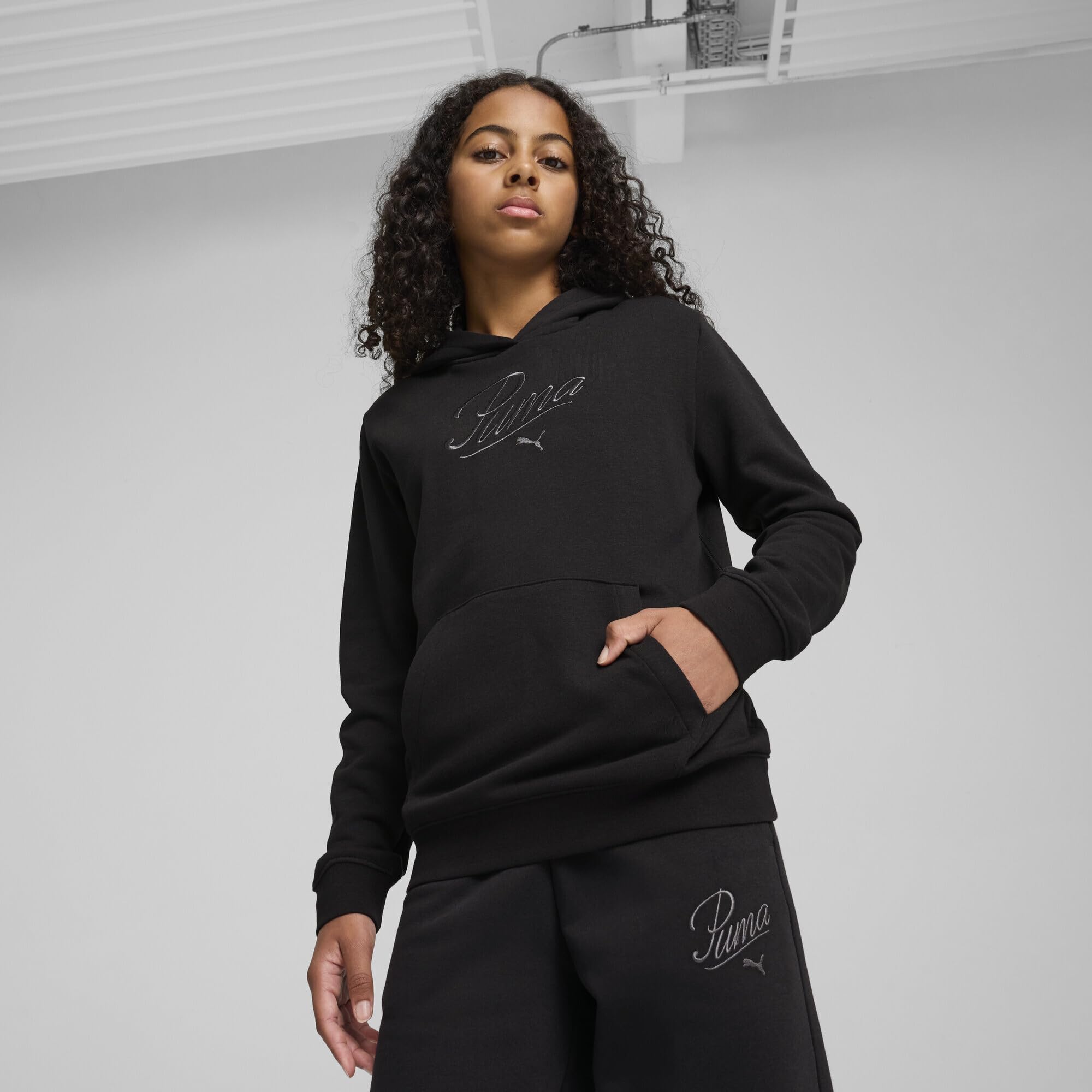 PUMA ESS Script Hoodie TR G Felpe con Cappuccio Niñas (Pack de 1)