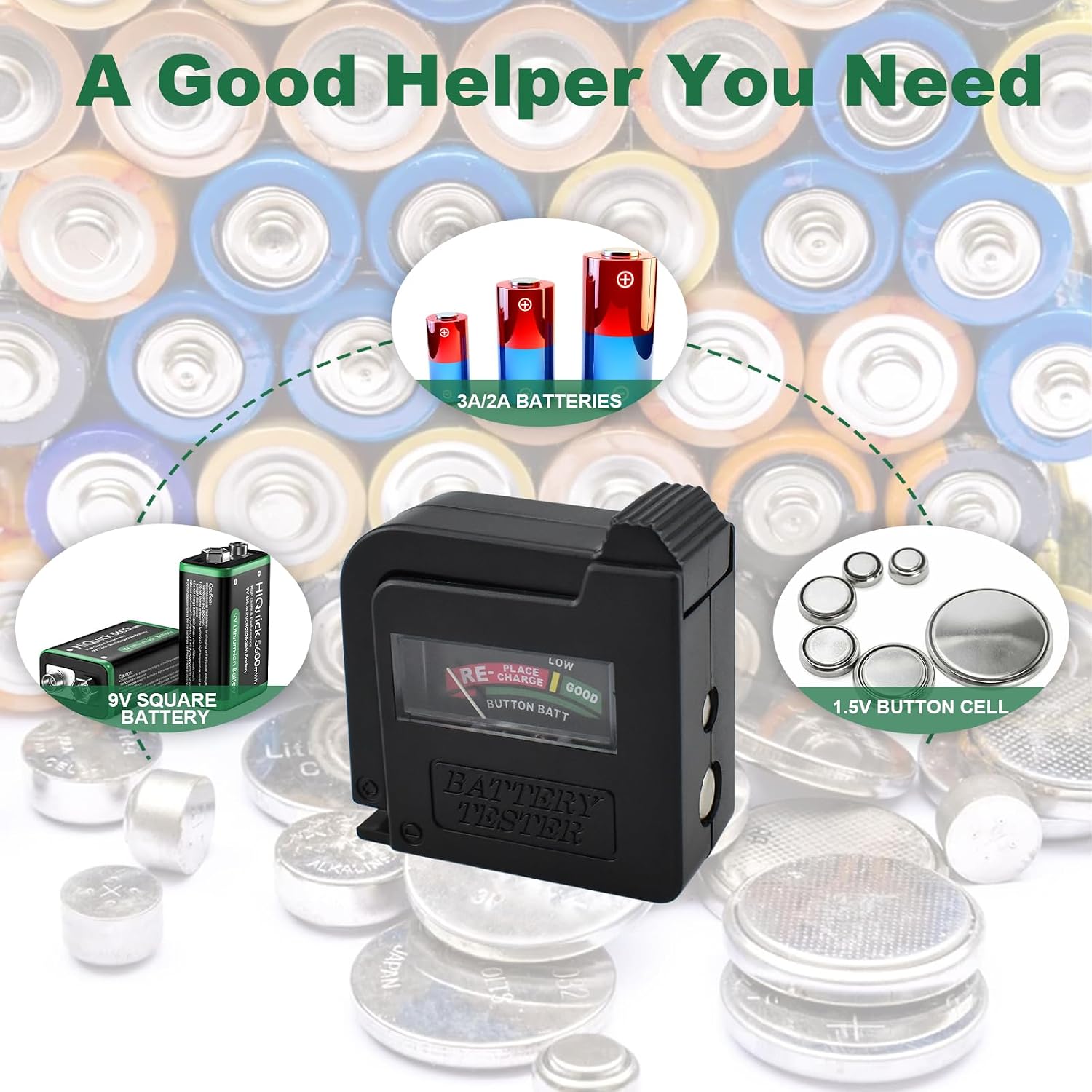 1Pc BT-860 Universal Small Battery Volt Tester Checker, High Accuracy Portable Digital Battery Capacity Monitor for AA AAA C D 9V 1.5V Batteries