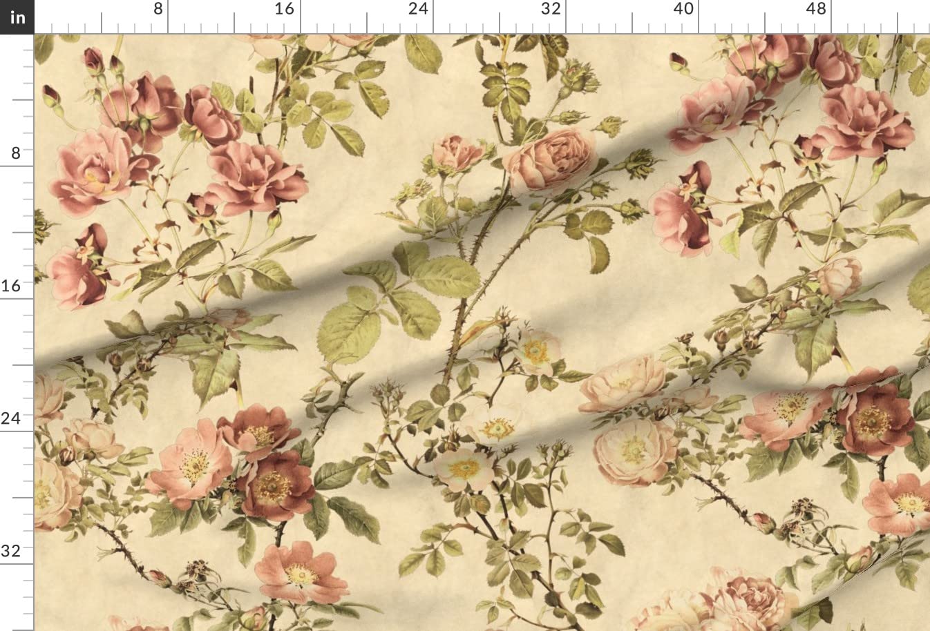 Amazon.com: Spoonflower Fabric - Vintage Botanical Chintz Old