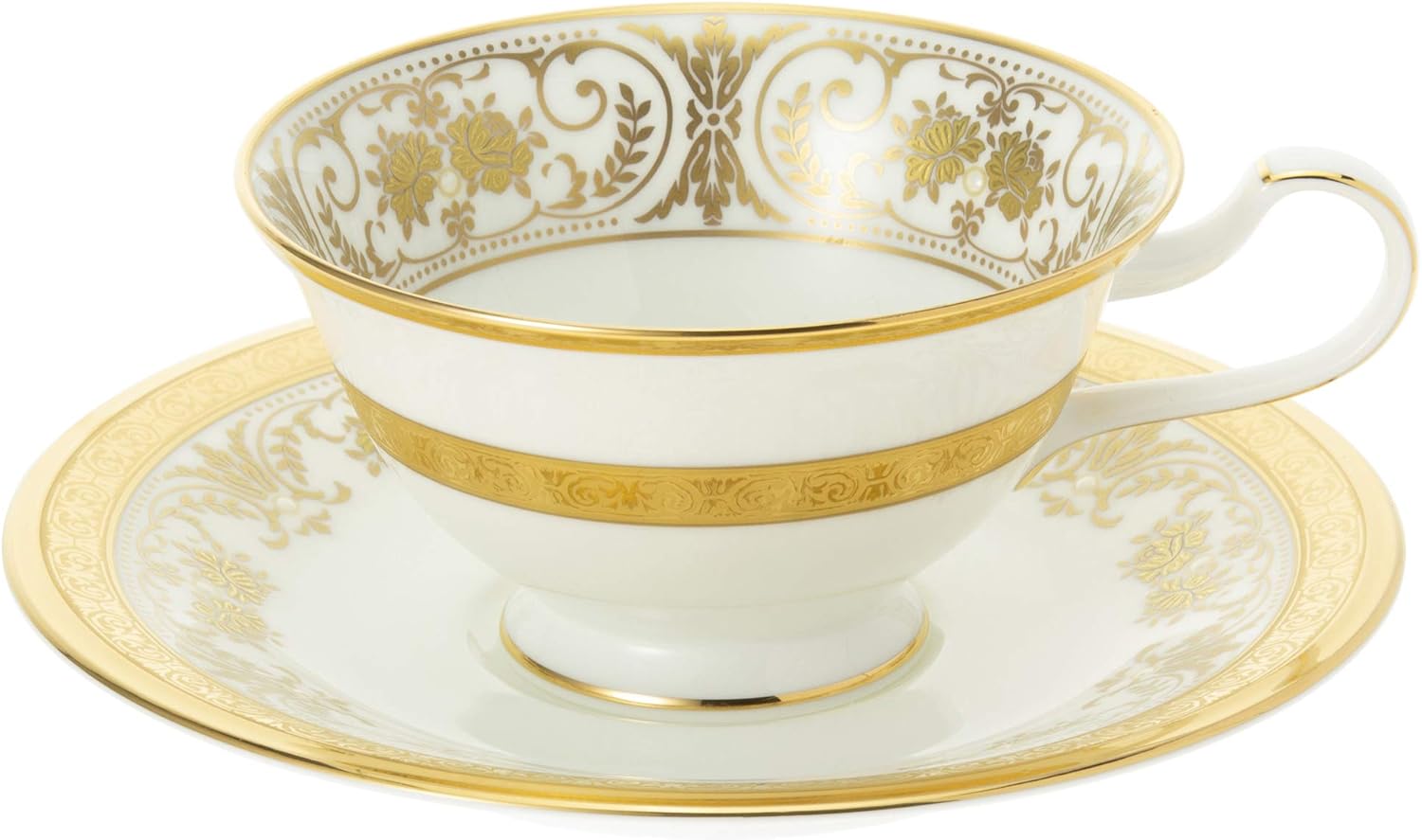 Noritake P59587/4858 Noritake Cup & Saucer (Pair Set) (Can Be Used as Coffee and Tea) 7.8 fl oz (220 cc), Georgian Palace, 2 Guests, Bone China