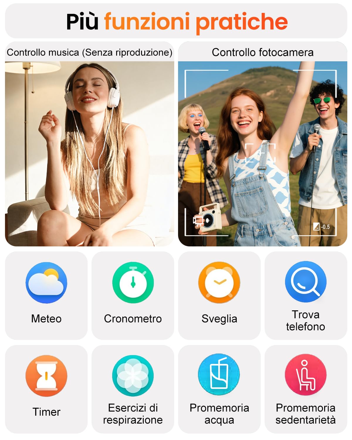 Smartwatch Donna Rotondo con Chiamate, Display Curvo HD da 1,27", Monitor Frequenza Cardiaca SpO2 Sonno, 120+ Modalità Sport, Impermeabile IP68, Smart Watch Donna per Android iOS (Nero oro)