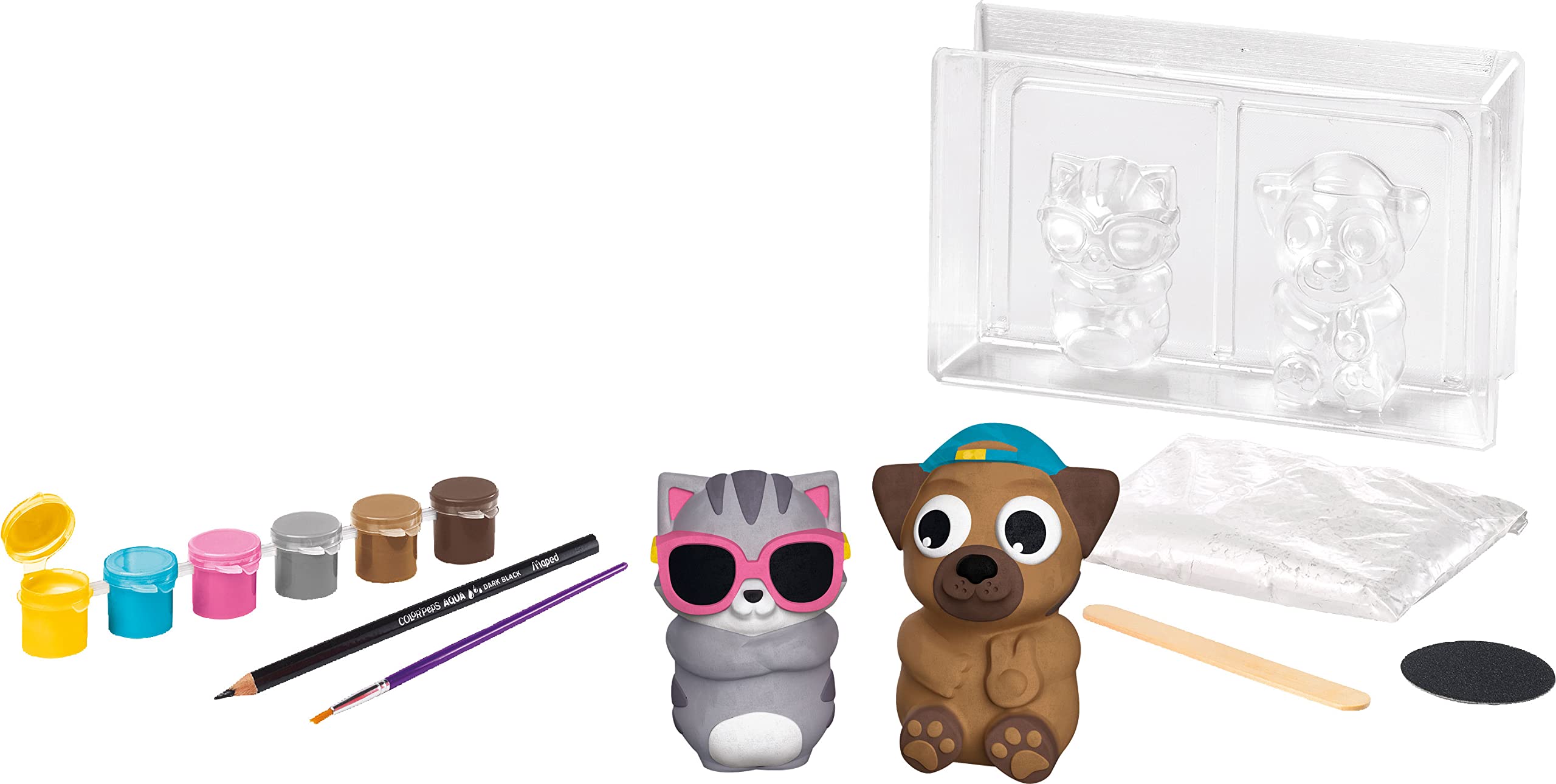 Maped CREATIV Figurine Set - Plaster Friends - Summer Theme - Cat and Dog - Children's Craft Activity Age 5+ - Image 4
