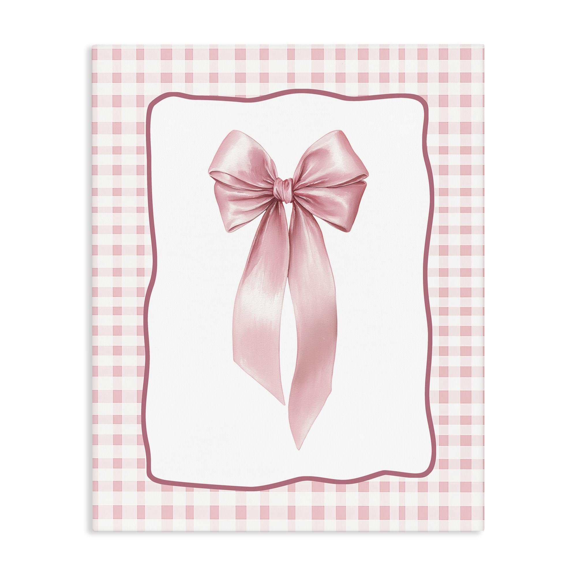 Stupell Industries Unframed Pink Gingham Ribbon Plaid, 24 X 30 Inch Canvas Wall Art