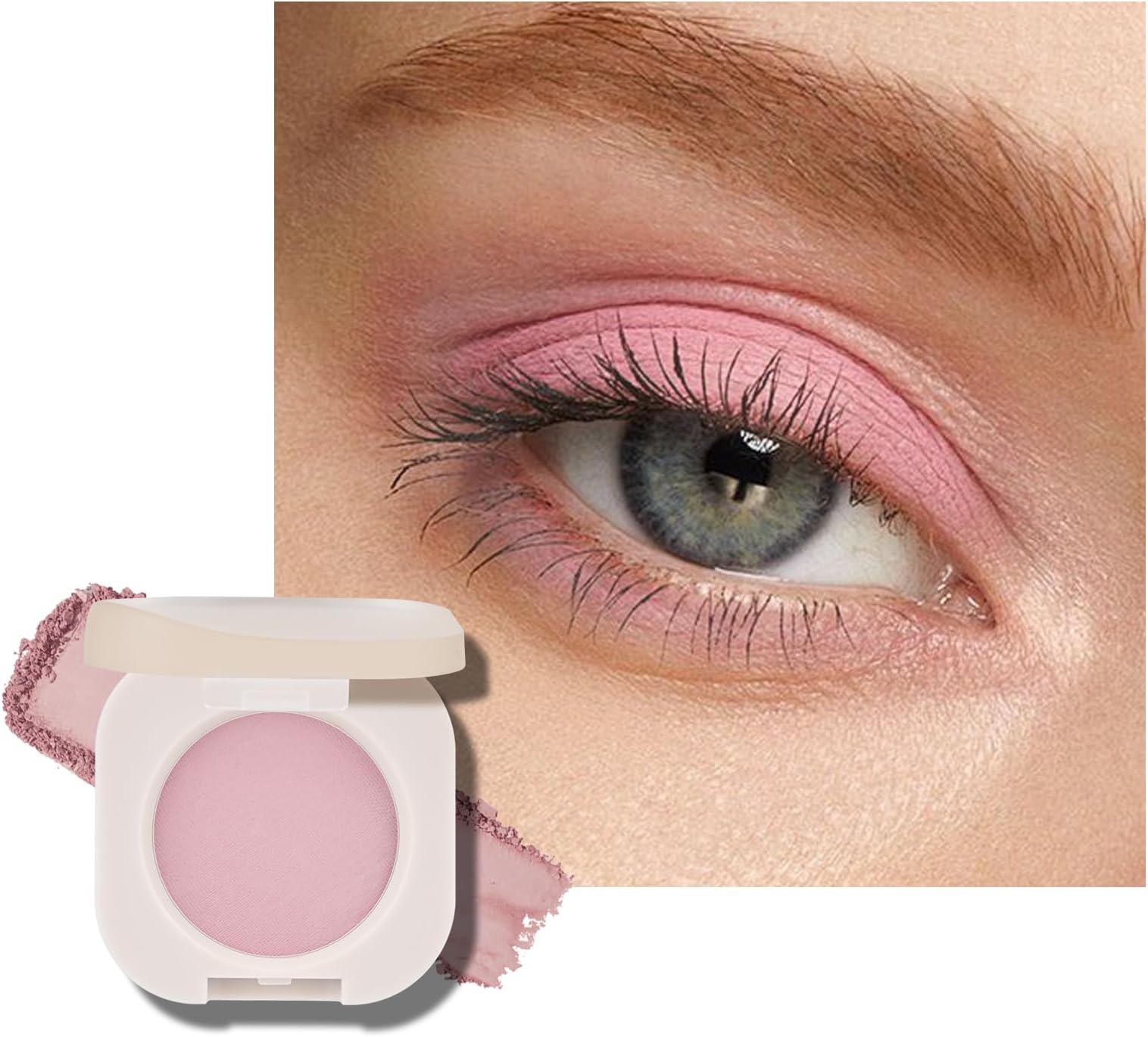 KYDA Pink Matte Eyeshadow Single, Multiuse Eyeshadow for Eyes and Cheeks, Buildable Matte Color Mini Eyes Makeup, Ultra-fine Lightweight, Crease-proof High Pigmented Formula, Half Pink