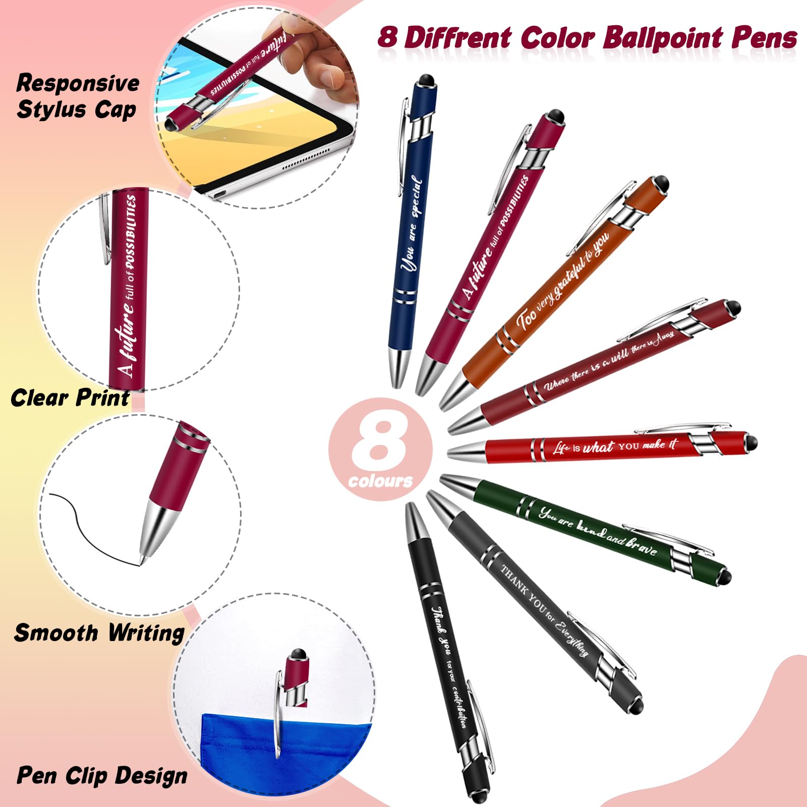 48 Pcs Employee Appreciation Gifts 3 x 5'' Thank You Gifts for Colleague Inspirational Notebook Motivational Pens Keychains Mini Spiral Pocket Notepads Bulk Motivational Gifts for Team Coworker Staff - Image 4