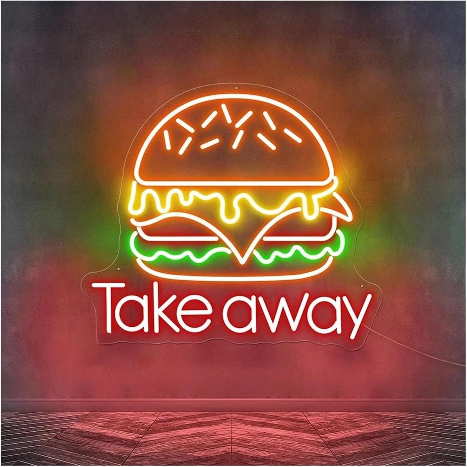Wexxaii neon Light Sign Soothing Atmosphere Neon Sign Light for Takeaway Hamburgers, Restaurant Logo, Wall Decor(A)