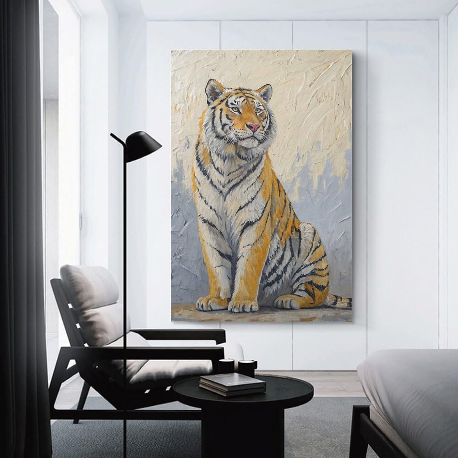 Junmoney Tiger Painting Wall Picture Print 12x18inch(30x45cm), for Corridors, Hallways Or Apartment Entries, Decorative Canvas Styling for Entry Areas