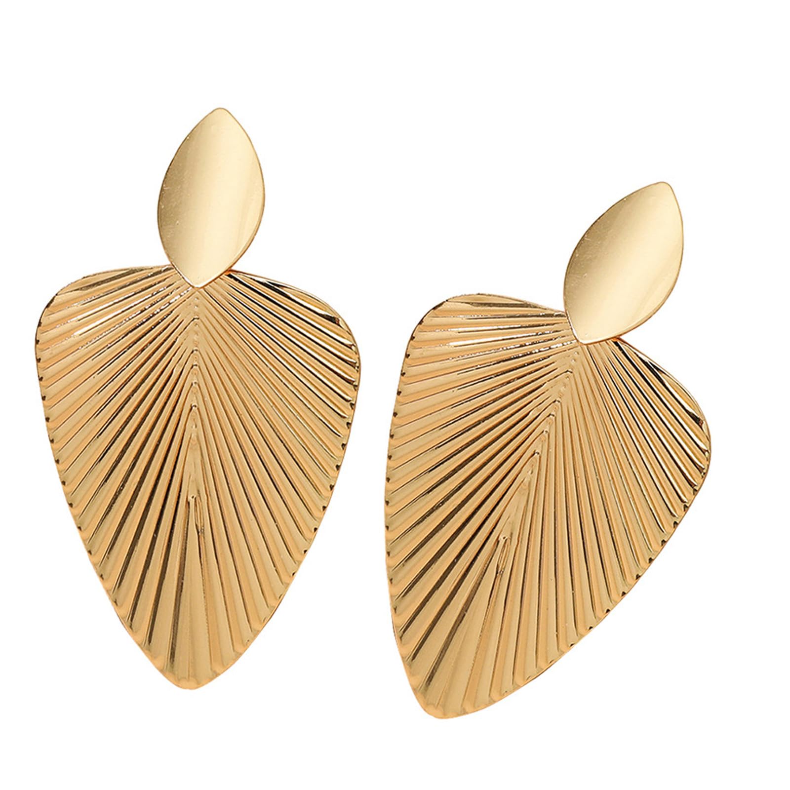 FALERIIGold Leaf Earrings - Personality Atmospheric Fashion Sparkle Earrings - Exaggerated geometric street shoot catwalk holiday Earrings