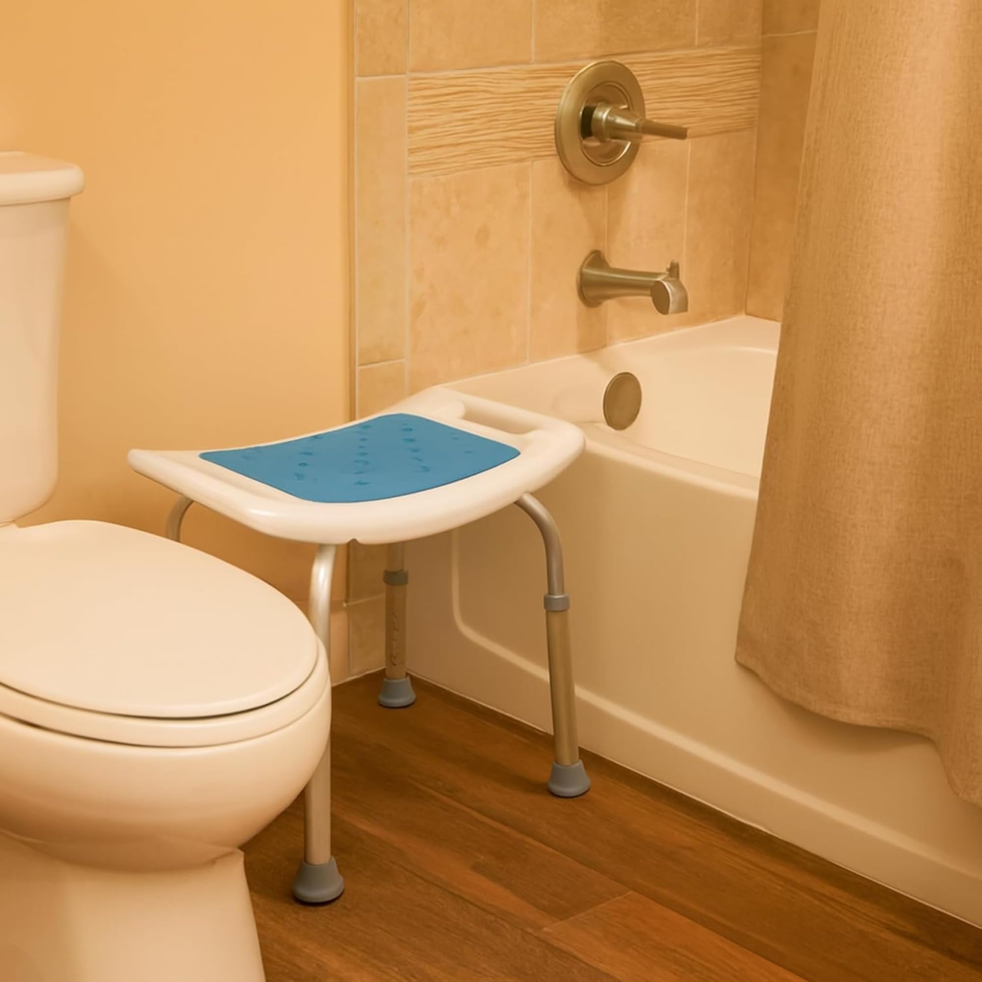 Taburete de Baño en U para Mayores y Embarazadas - Asiento Antideslizante Regulable 7 Alturas Banqueta Estable y Ligera Fácil Montaje Soporta 135 kg Ortopédico y Seguro