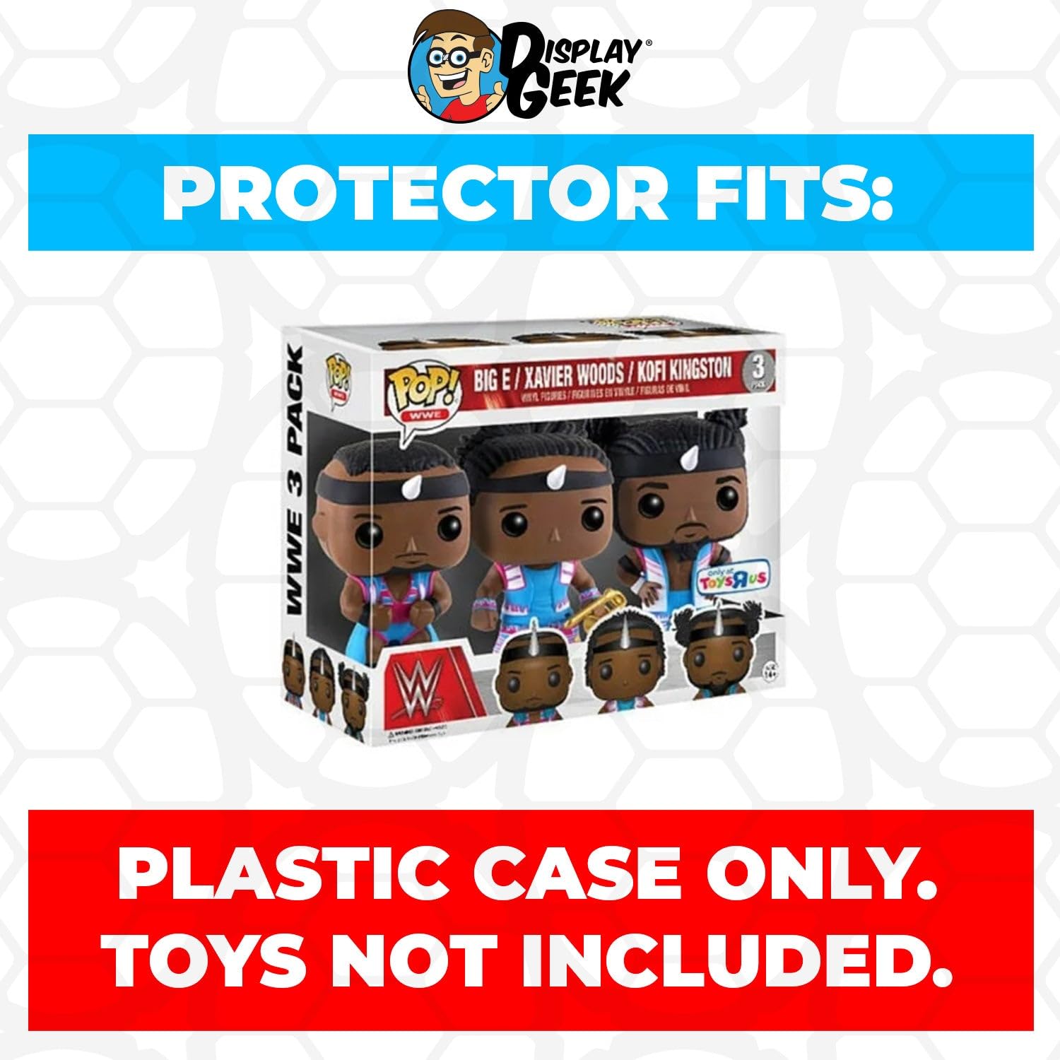 Display Geek, 1 x Plastic Pop Protector Only Compatible with 3 Pack Box WWE The New Day Funko Pop - Nothing Else fits