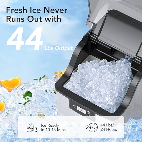 Miniatura 7 de Litake Nugget - Encimera para hacer hielo masticable suave, fabricación rápida de hielo en 6-8 minutos, 33 libras24 horas, limpieza automática,