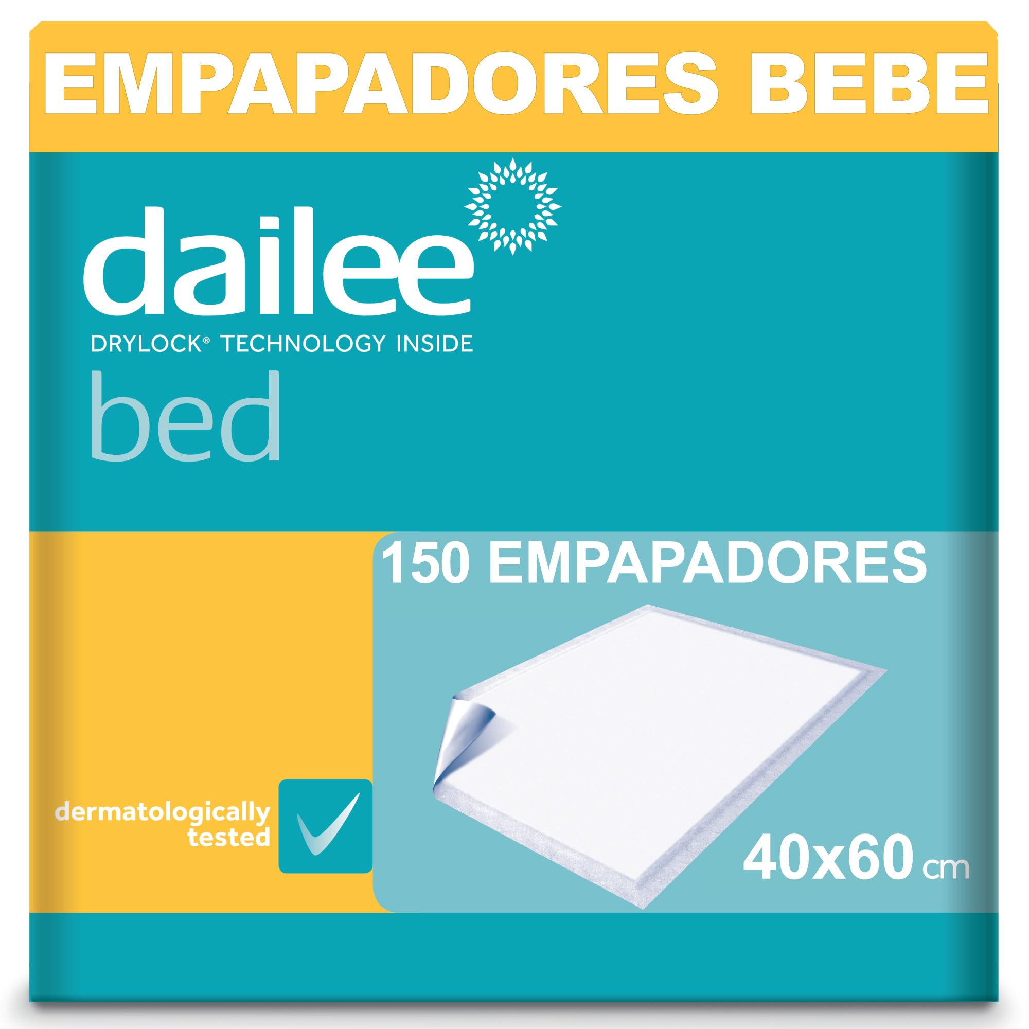 Dailee Bed 40x60 - 150x Empapadores Bebe - Cambiador Desechable para Bebé - 6 Paquetes de 25 Sabanindas - Protector Cambiadores 60x40
