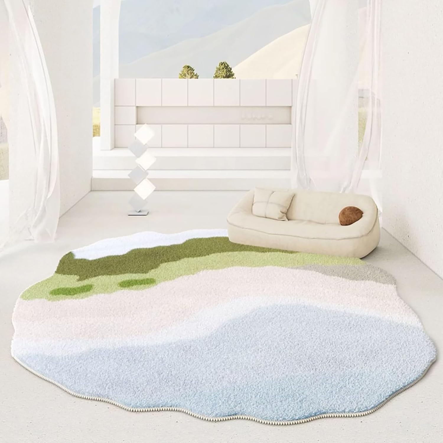 Generic Irregular Shaped Area Rugs, Colorful Large Rug, Modern Geometric Area Rug, Washable Area Rug for Living Room Bedroom, Cute Rug Indoor Outdoor Carpet, 39.3in, JDJUHNNOU-G-100CM