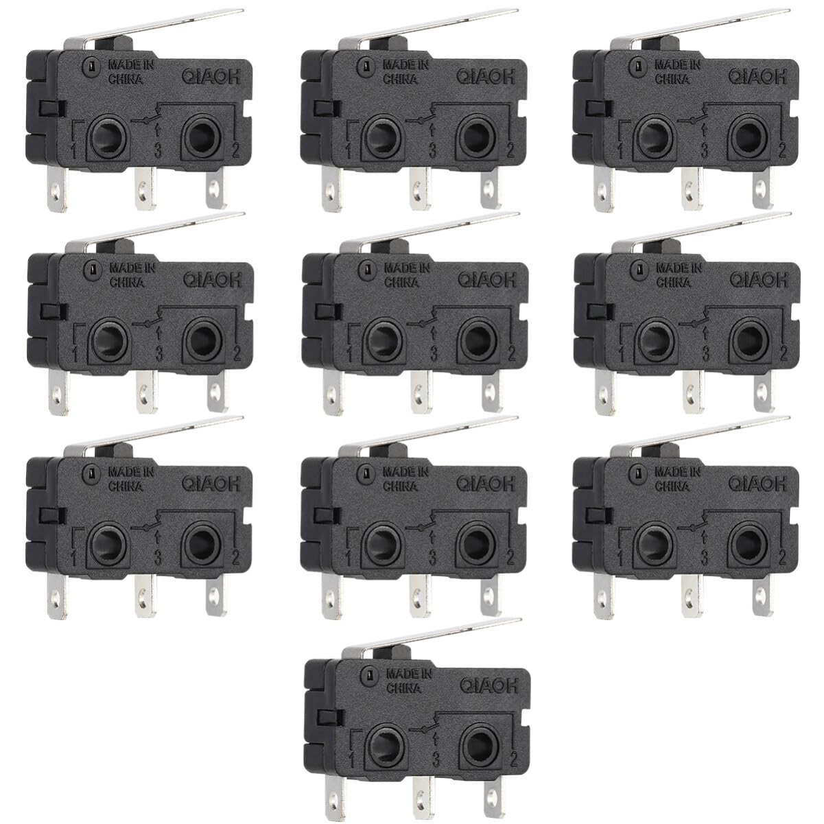 TEHAUX Microswitches 10a with Hinge Lever 10pcs Tight Fit Long-Life Performance