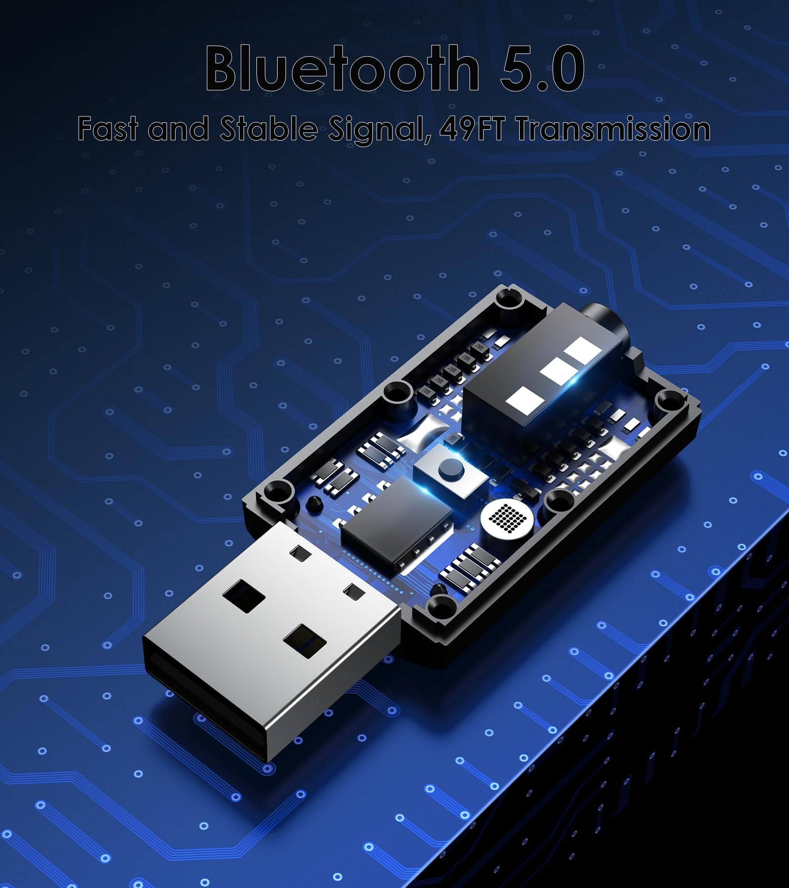Adaptateur USB Bluetooth pour voiture - Transmetteur Bluetooth Plug & Play - Adaptateur AUX sans fil 3,5 mm pour TV, casque PC, stéréo TSNAM