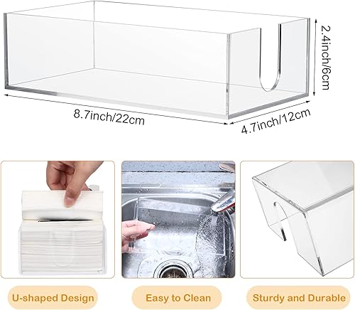 Miniatura 2 de Toallas de mano desechables y soporte de servilletas de acrílico para baño, toalla de mano de papel desechable, toallero de invitados transparente,