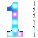 Foaky Colorful LED Number Lights with Remote,Marquee Light Up Number Sign for Night Light Wedding/Birthday Party Battery Powered Christmas Lamp Home Bar Decoration (1)