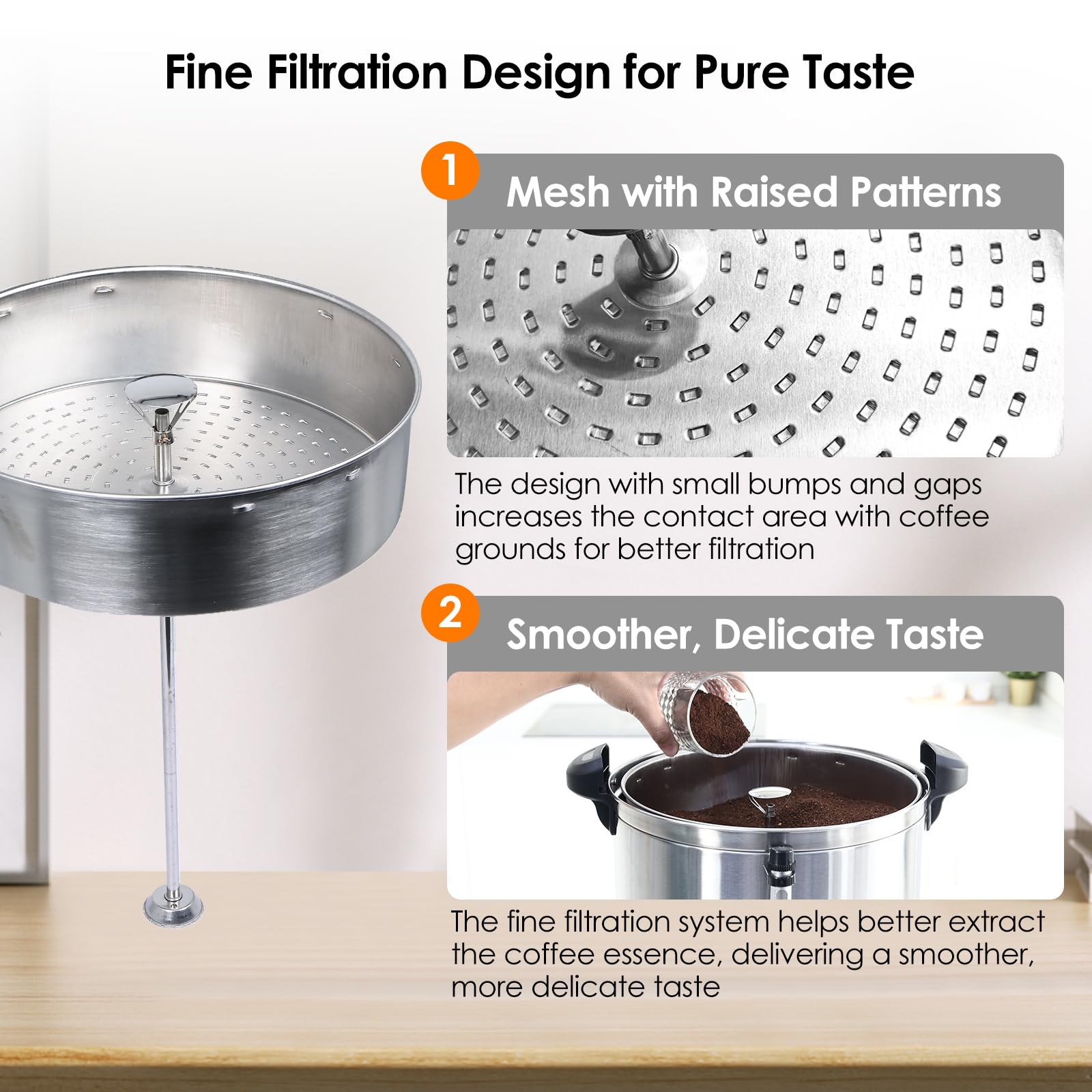 Homtone percolateur à café 120 tasses/18L à double paroi, percolateur industriel avec filtre rond et robinet, distributeur d'Eau Chaude pour Café, Thé, 1500W (Argent)